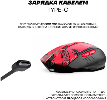 Мышь Ultra-S ULTMICE10-2-M100 черный-красный