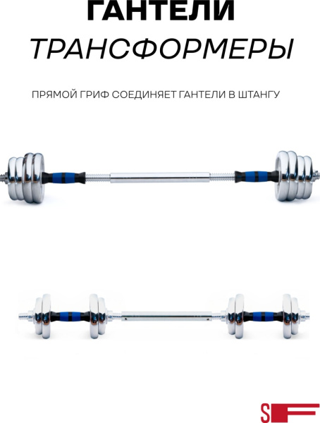 Набор гантелей металл Sport&Fitness разборная 10 кг