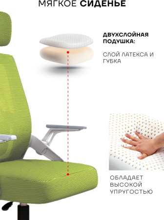 Офисное кресло Sport&Fitness SFBRCS12W, белый, зеленый