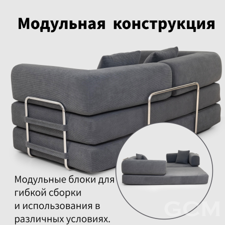 Хлопок и лён Тканевый диван синий