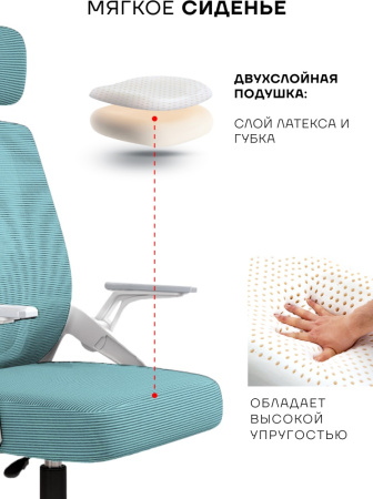 Офисное кресло Sport&Fitness SFBRCS12W, белый, бирюзовый