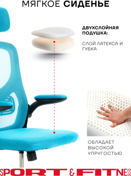 Офисное кресло Sport&Fitness SFBRCS20BCombo1, черный, голубой