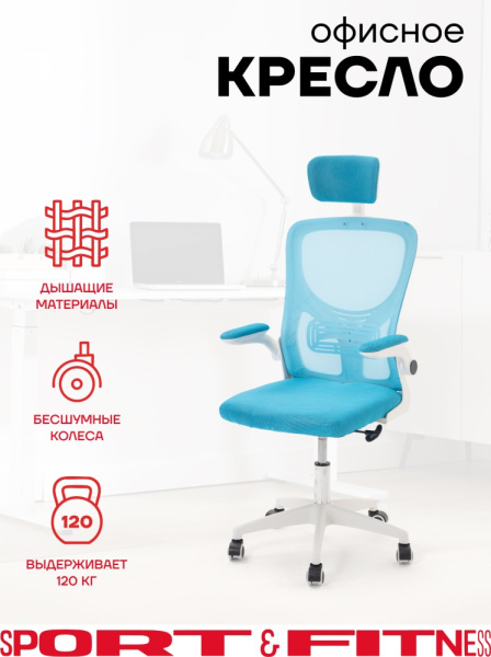 Офисное кресло Sport&Fitness SFBRCS20W, белый, голубой