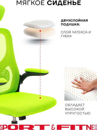 Офисное кресло Sport&Fitness SFBRCS20BCombo1, черный, зеленый