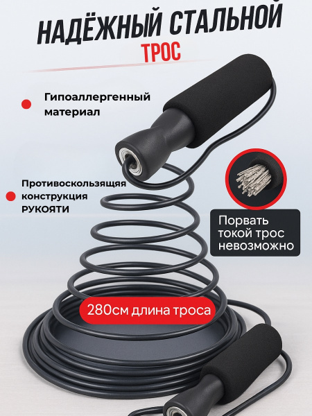 Скакалка спортивная скоростная чёрный