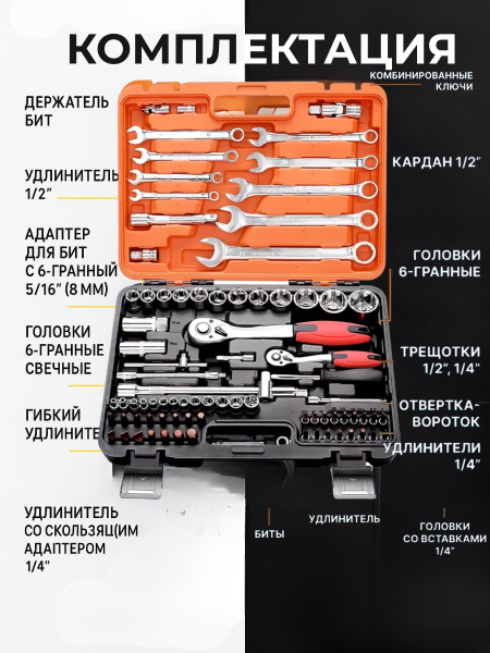 Набор инструментов 82 предмета автомобильные ключи