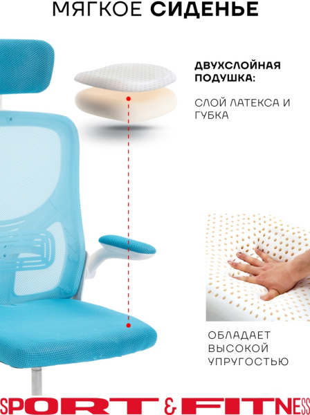 Офисное кресло Sport&Fitness SFBRCS20W, белый, голубой