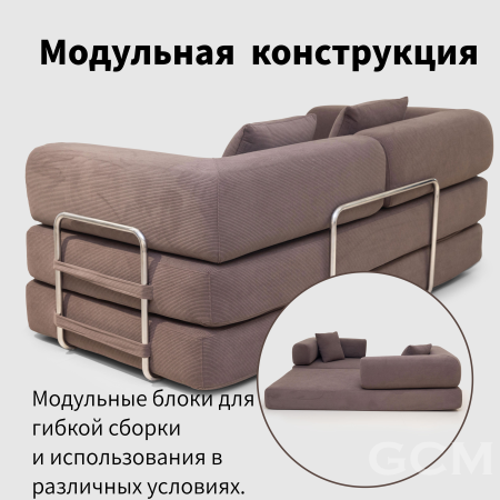 Хлопок и лён Тканевый диван светло коричневый