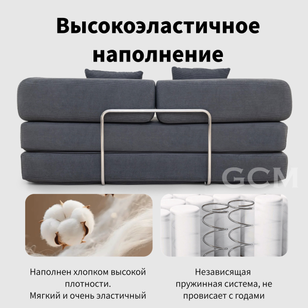 Хлопок и лён Тканевый диван синий